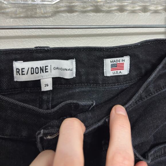 Re/Done Originals High Rise Ankle Crop Jeans in Faded Black - Size 26 - Picture 4 of 7